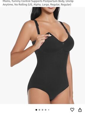 Seamless Black Nursing Shapewear Bodysuit with Clip-Down Cups